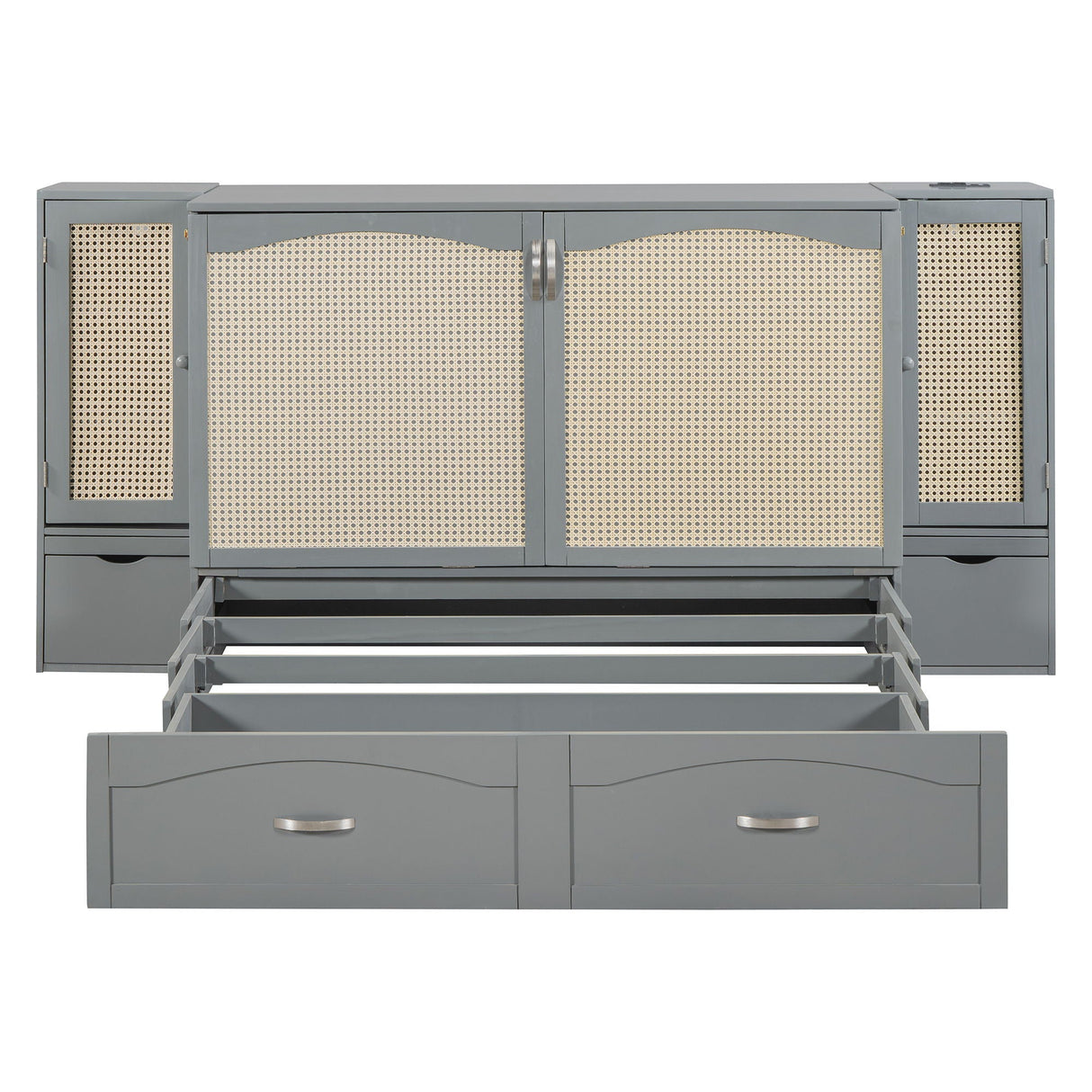 Murphy Wall Bed With Drawer And Rattan Decoration by Couch.com