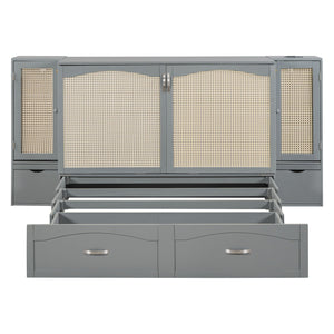 Murphy Wall Bed With Drawer And Rattan Decoration by Couch.com