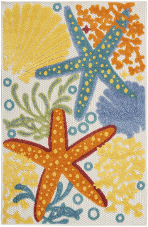 3' X 4' Blue And Yellow Indoor Outdoor Area Rug