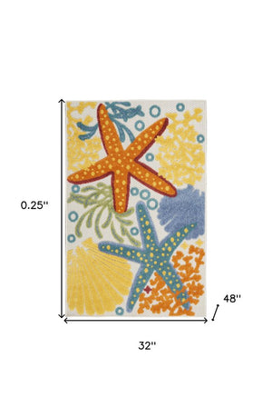 3' X 4' Blue And Yellow Indoor Outdoor Area Rug