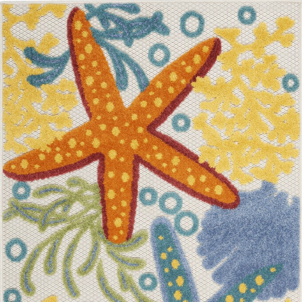 3' X 4' Blue And Yellow Indoor Outdoor Area Rug