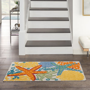 3' X 4' Blue And Yellow Indoor Outdoor Area Rug