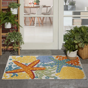 3' X 4' Blue And Yellow Indoor Outdoor Area Rug