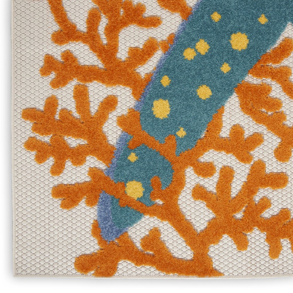 9' X 12' Blue And Yellow Indoor Outdoor Area Rug