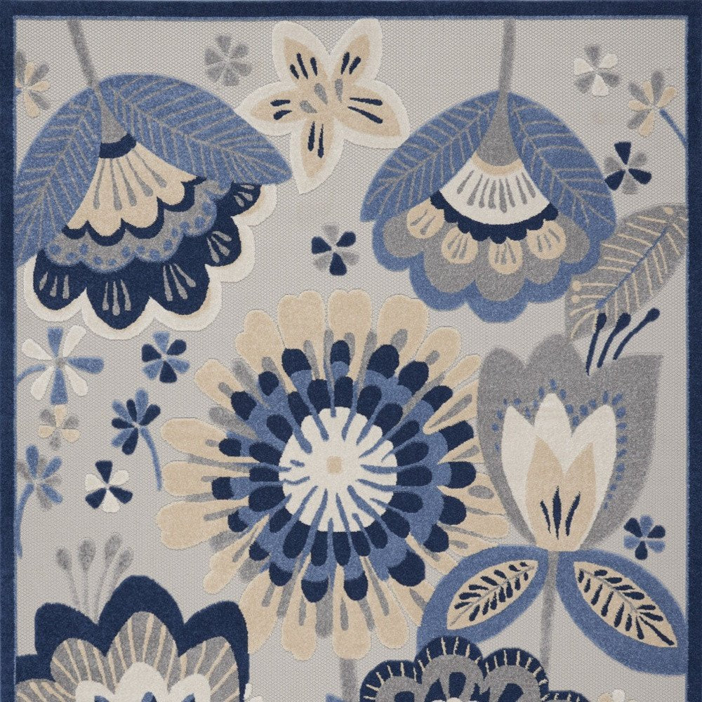 12' X 15' Blue And Gray Indoor Outdoor Area Rug