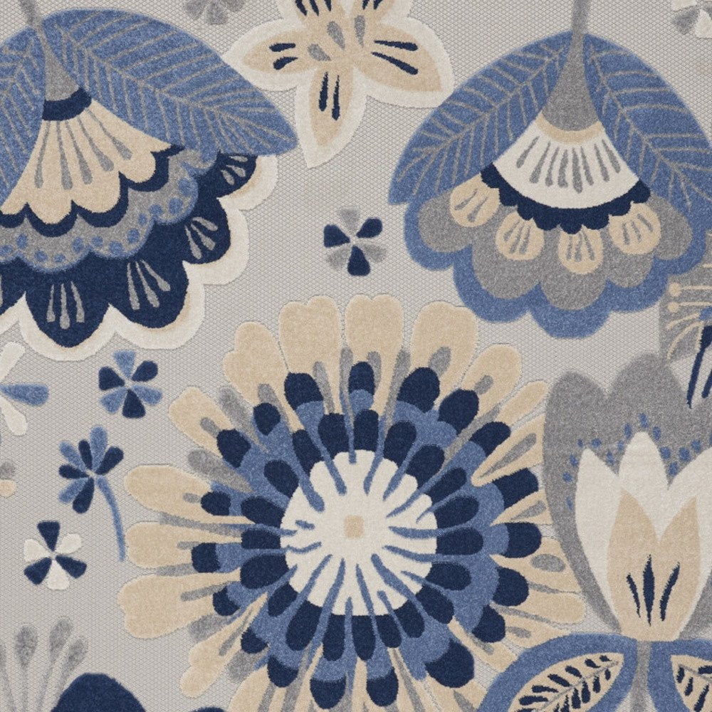 12' X 15' Blue And Gray Indoor Outdoor Area Rug