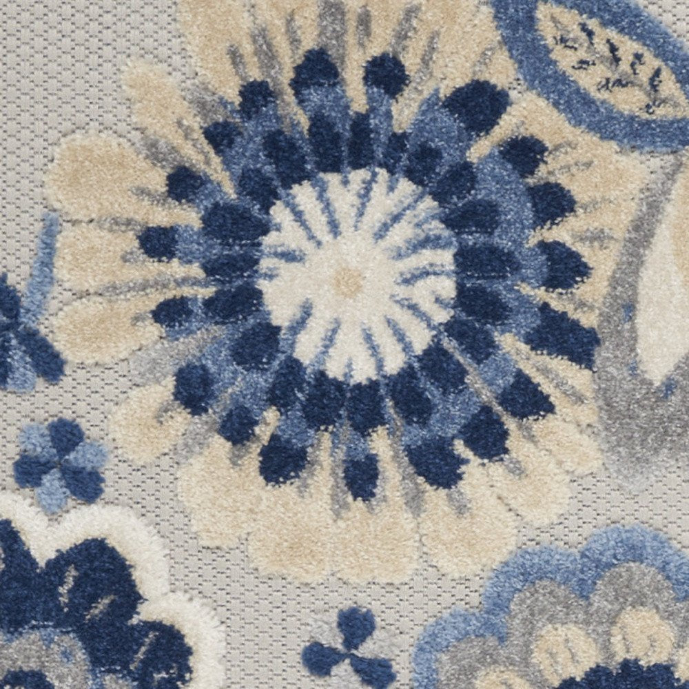 6' Blue And Gray Indoor Outdoor Runner Rug