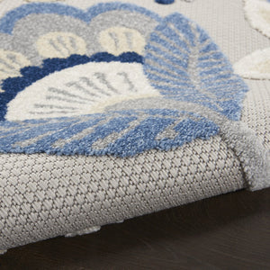 12' Blue And Gray Indoor Outdoor Runner Rug