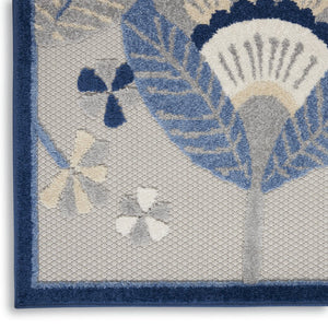 12' Blue And Gray Indoor Outdoor Runner Rug