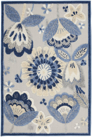 3' X 4' Blue And Gray Indoor Outdoor Area Rug