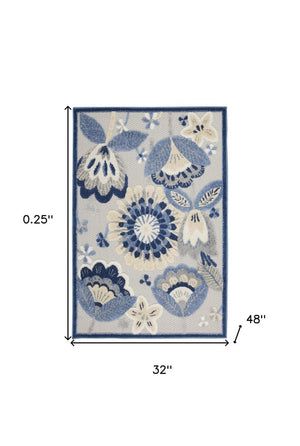 3' X 4' Blue And Gray Indoor Outdoor Area Rug
