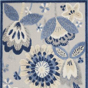 3' X 4' Blue And Gray Indoor Outdoor Area Rug