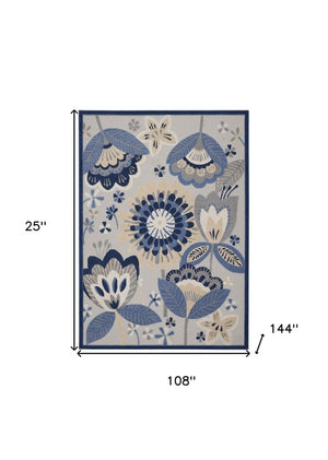 9' X 12' Blue And Gray Indoor Outdoor Area Rug