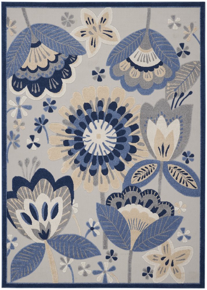 10' X 13' Blue And Gray Indoor Outdoor Area Rug