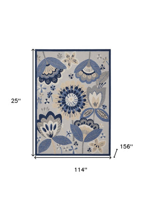 10' X 13' Blue And Gray Indoor Outdoor Area Rug