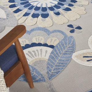 10' X 13' Blue And Gray Indoor Outdoor Area Rug