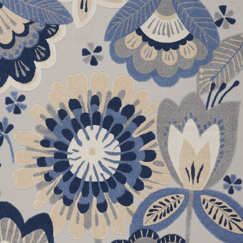 10' X 13' Blue And Gray Indoor Outdoor Area Rug