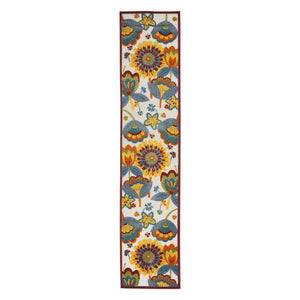 12' Blue And Yellow Indoor Outdoor Runner Rug