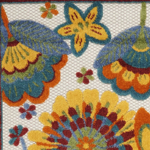 12' Blue And Yellow Indoor Outdoor Runner Rug