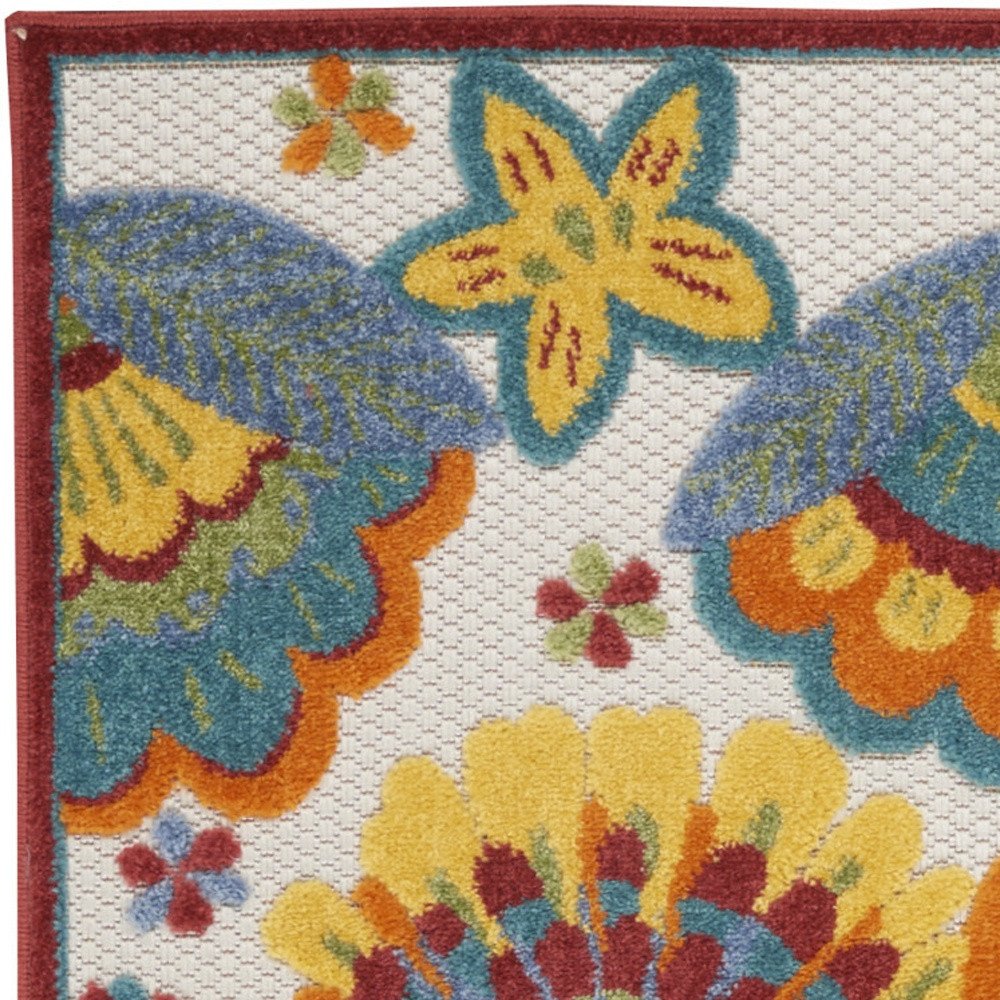 8' Yellow And Red Indoor Outdoor Runner Rug