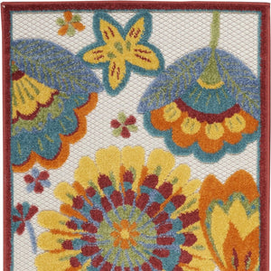 8' Yellow And Red Indoor Outdoor Runner Rug
