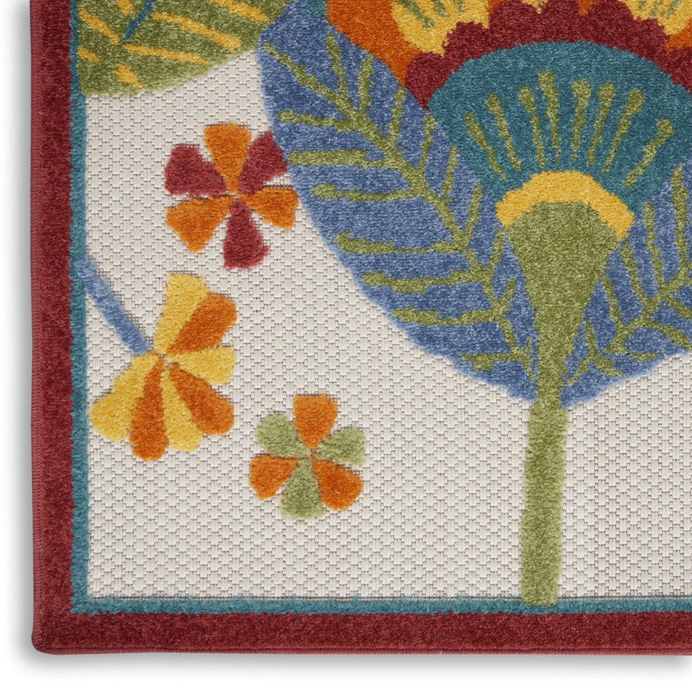 8' Yellow And Red Indoor Outdoor Runner Rug