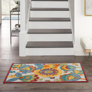 3' X 4' Yellow And Ivory Indoor Outdoor Area Rug