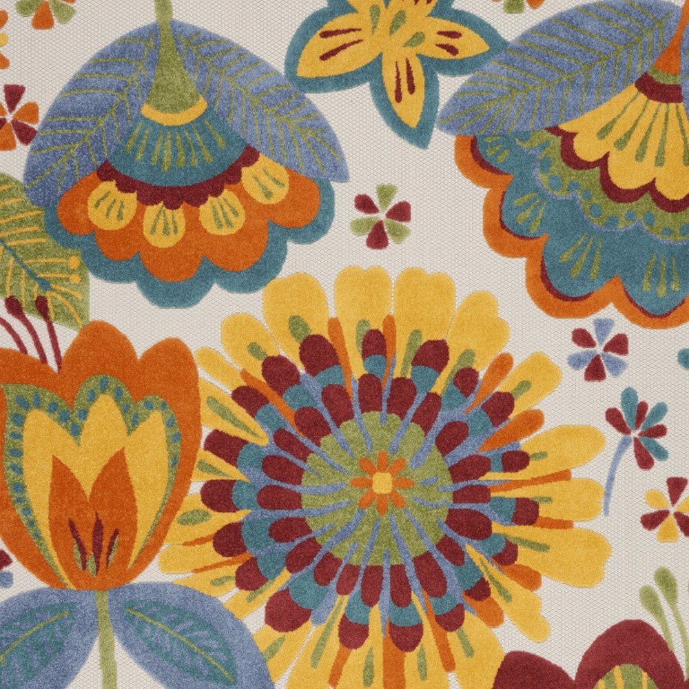 9' X 12' Blue And Yellow Indoor Outdoor Area Rug