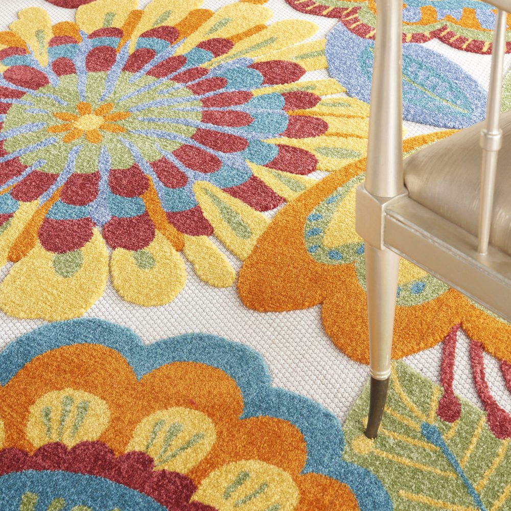 9' X 12' Blue And Yellow Indoor Outdoor Area Rug