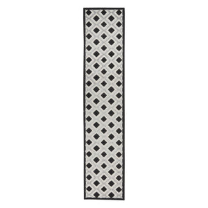 10' Black And White Indoor Outdoor Runner Rug