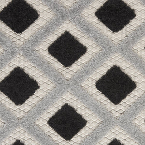 12' Black And White Indoor Outdoor Runner Rug