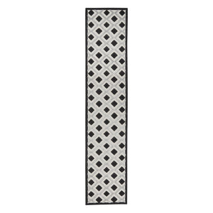 12' Black And White Indoor Outdoor Runner Rug