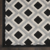 8' Black And White Indoor Outdoor Runner Rug