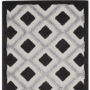 8' Black And White Indoor Outdoor Runner Rug