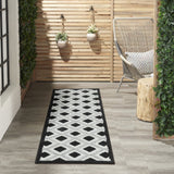8' Black And White Indoor Outdoor Runner Rug