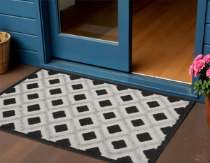 3' X 4' Black And White Indoor Outdoor Area Rug