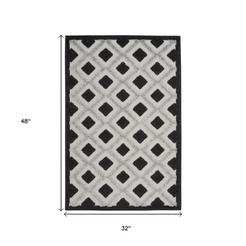 3' X 4' Black And White Indoor Outdoor Area Rug