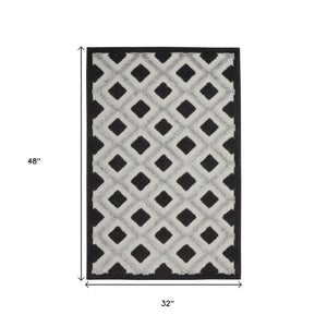 3' X 4' Black And White Indoor Outdoor Area Rug