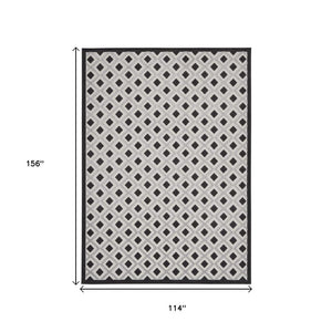 10' X 13' Black And White Indoor Outdoor Area Rug