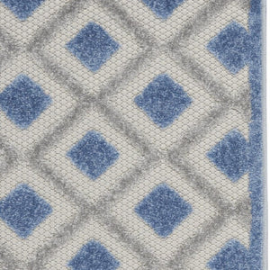 6' Blue And Gray Indoor Outdoor Runner Rug