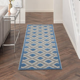 6' Blue And Gray Indoor Outdoor Runner Rug