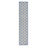 10' Blue And Gray Indoor Outdoor Runner Rug