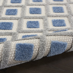 12' Blue And Gray Indoor Outdoor Runner Rug