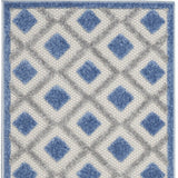 12' Blue And Gray Indoor Outdoor Runner Rug