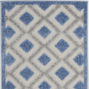8' Blue And Gray Indoor Outdoor Runner Rug