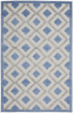 3' X 4' Blue And Gray Indoor Outdoor Area Rug