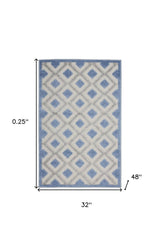 3' X 4' Blue And Gray Indoor Outdoor Area Rug