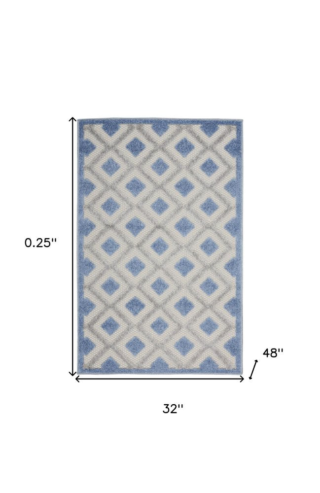 3' X 4' Blue And Gray Indoor Outdoor Area Rug
