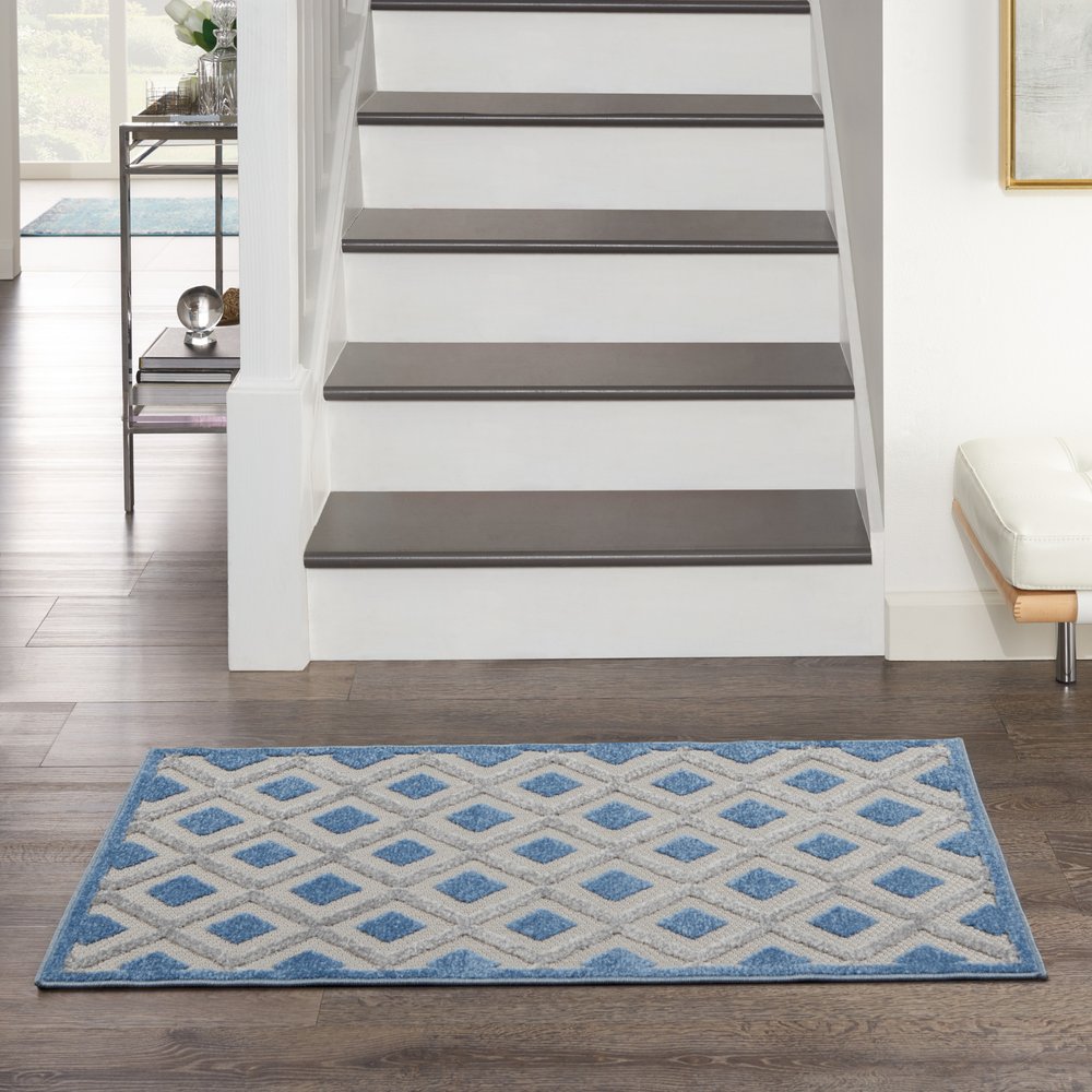 3' X 4' Blue And Gray Indoor Outdoor Area Rug