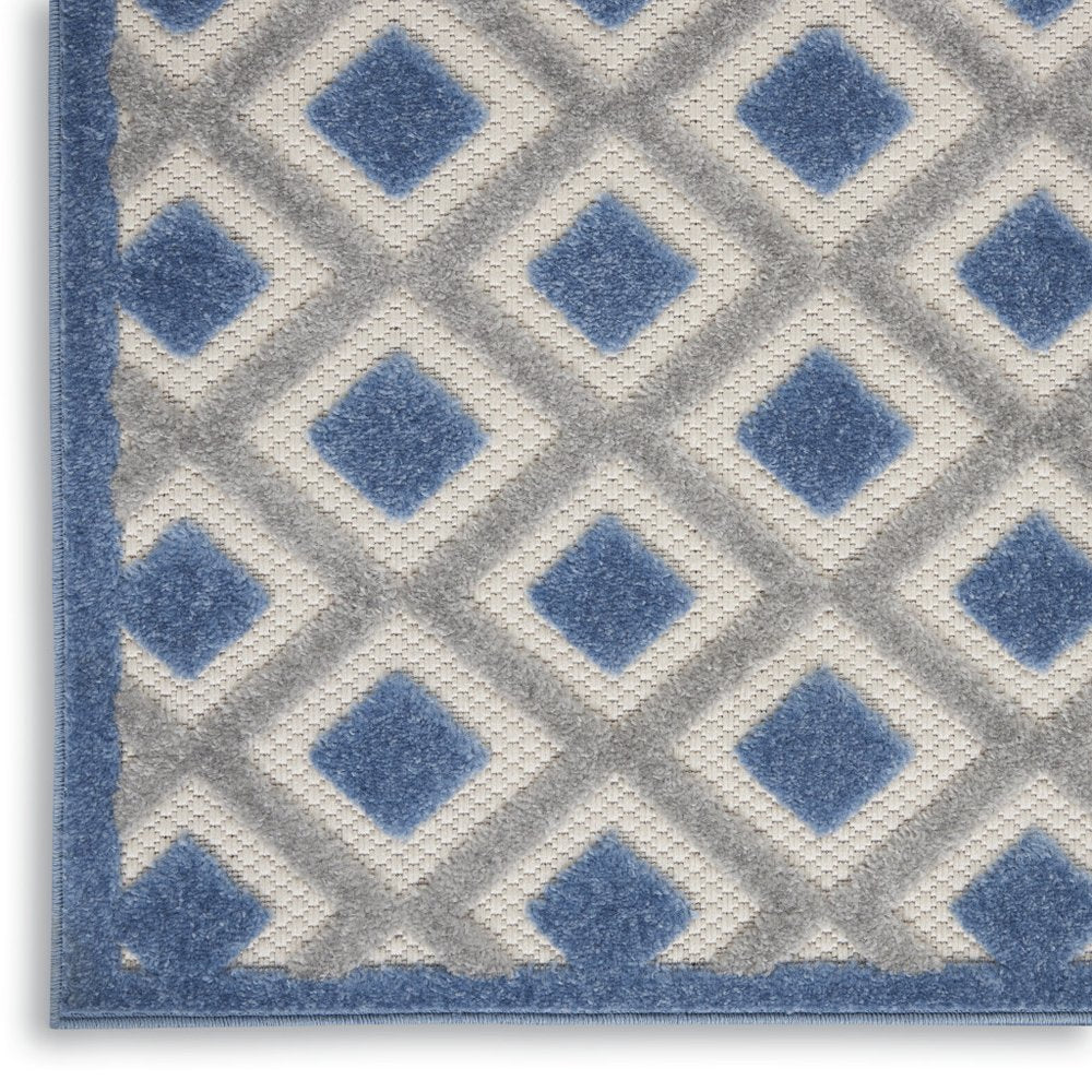 9' X 12' Blue And Gray Indoor Outdoor Area Rug